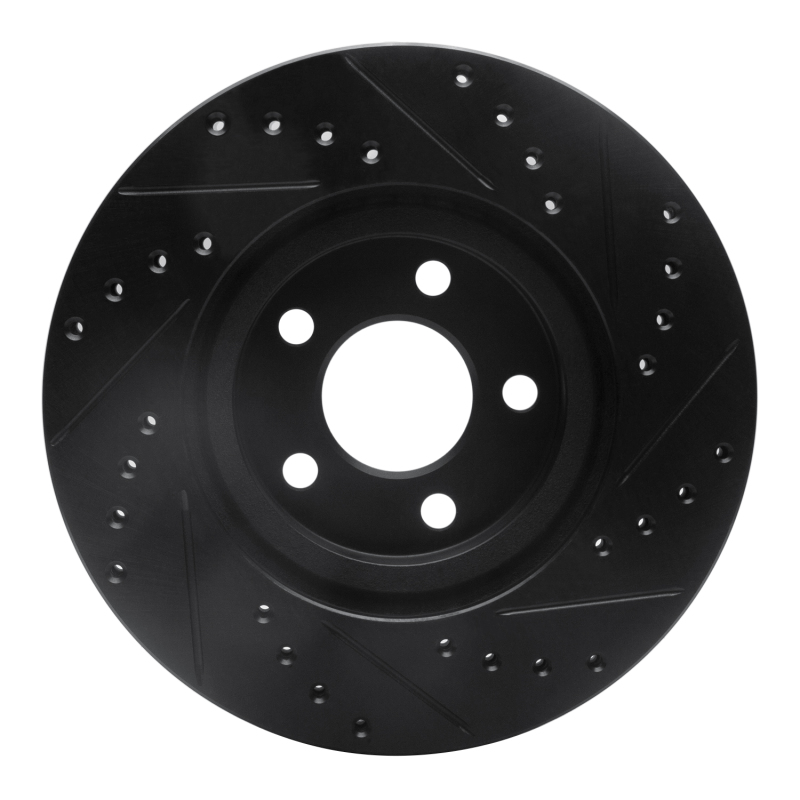 Chrysler PT Cruiser Brake Rotor (1) - Front Left - R1 Concepts - Drilled & Slotted - Black - `03-`09